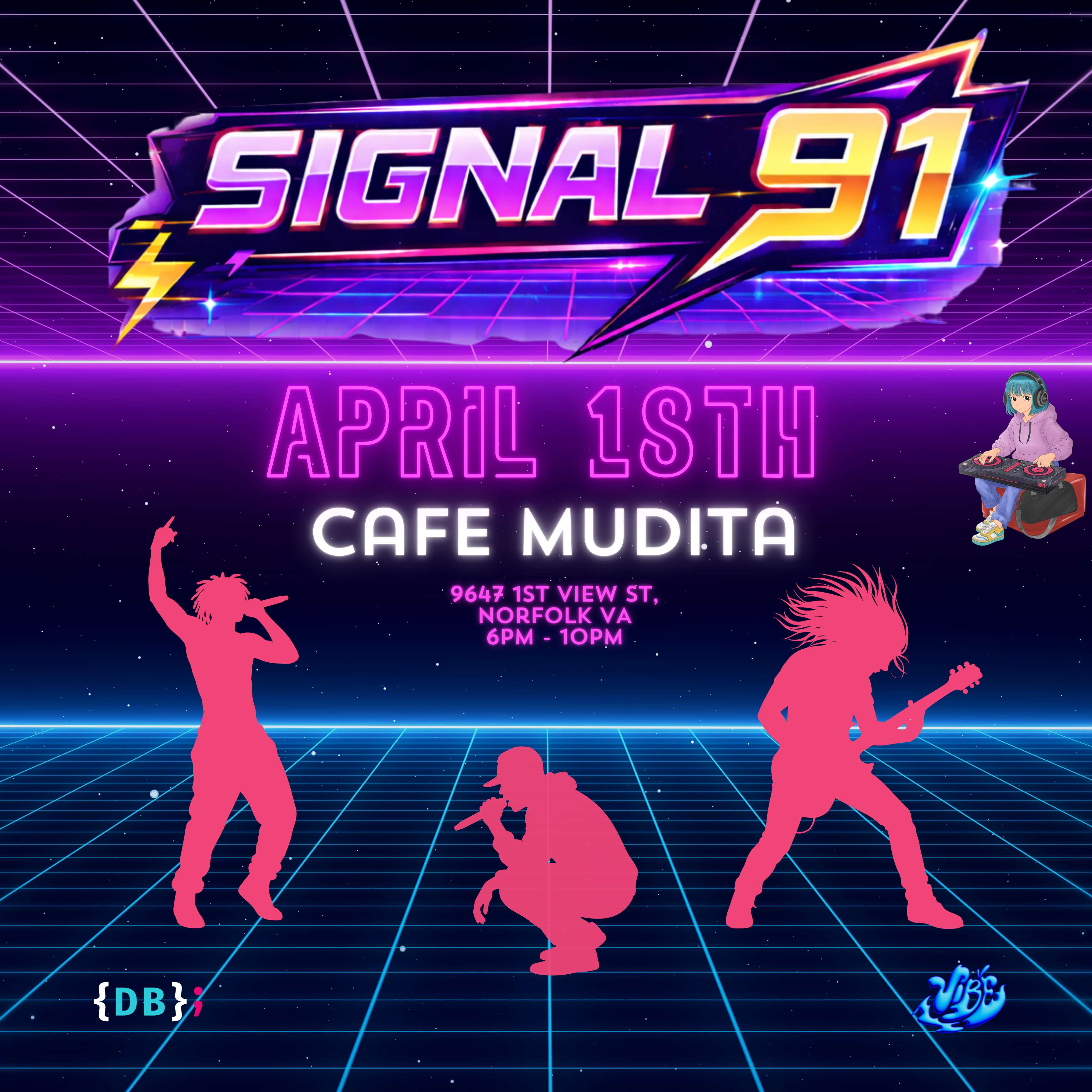 Signal 91 Open Mic - April 18th at Cafe Mudita, Norfolk VA, 6PM-10PM